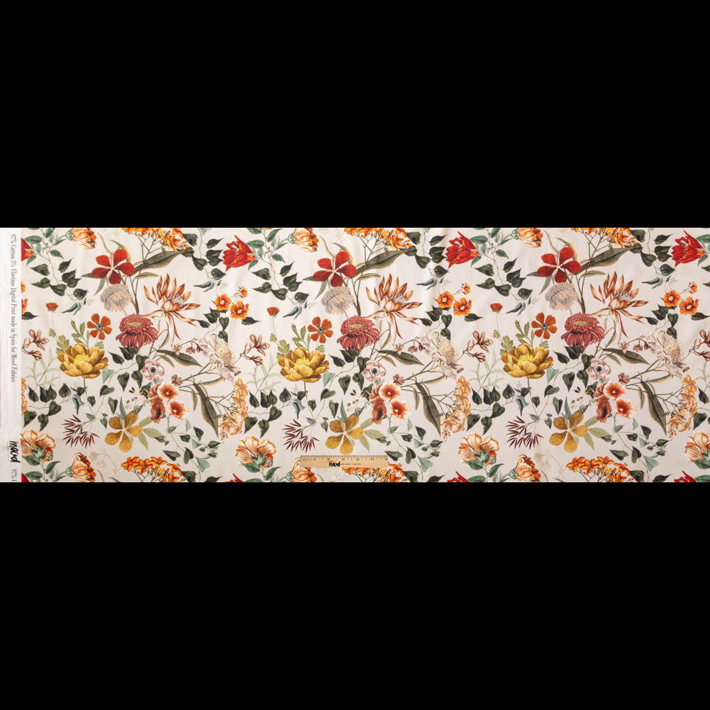 Stretch Cotton Sateen - Beige Floral - Garden of Earthly Delights Print - Mood Exclusive Harvest Collection - Full