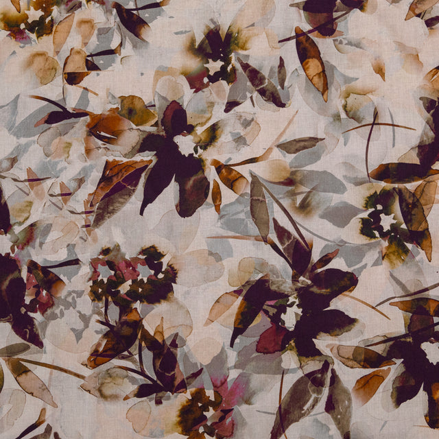Cotton Voile - Burgundy and White Floral - A Drop of Golden Sun Print - Mood Exclusive Harvest Collection