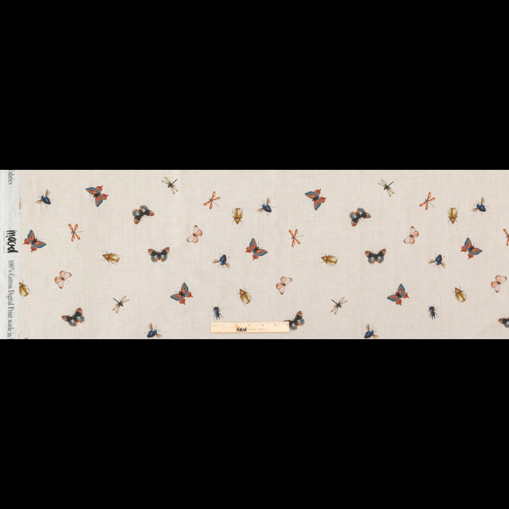 Cotton Voile - Cream Insects - Butterfly Effect Print - Mood Exclusive Harvest Collection - Full
