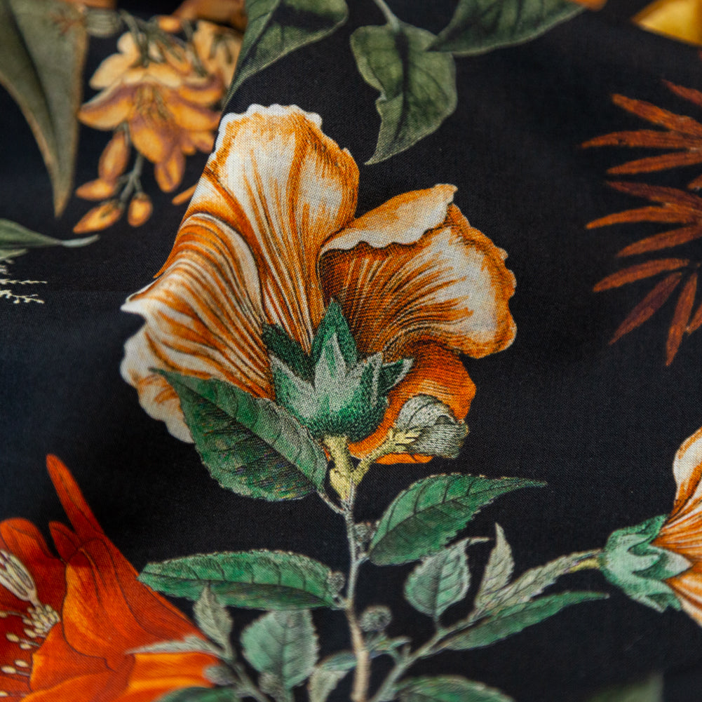 Cotton Voile - Black Floral - Garden of Earthly Delights Print - Mood Exclusive Harvest Collection - Detail