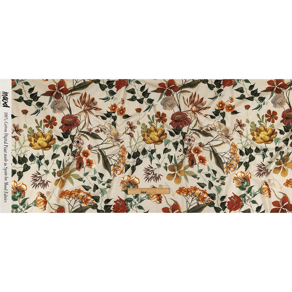 Cotton Voile - Beige Floral - Garden of Earthly Delights Print - Mood Exclusive Harvest Collection - Full