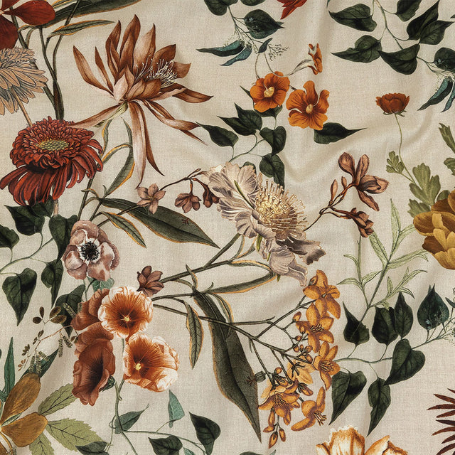 Cotton Voile - Beige Floral - Garden of Earthly Delights Print - Mood Exclusive Harvest Collection