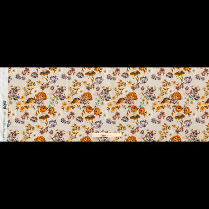 Cotton Voile - Cream and Rust Floral - August Rush Print - Mood Exclusive Harvest Collection