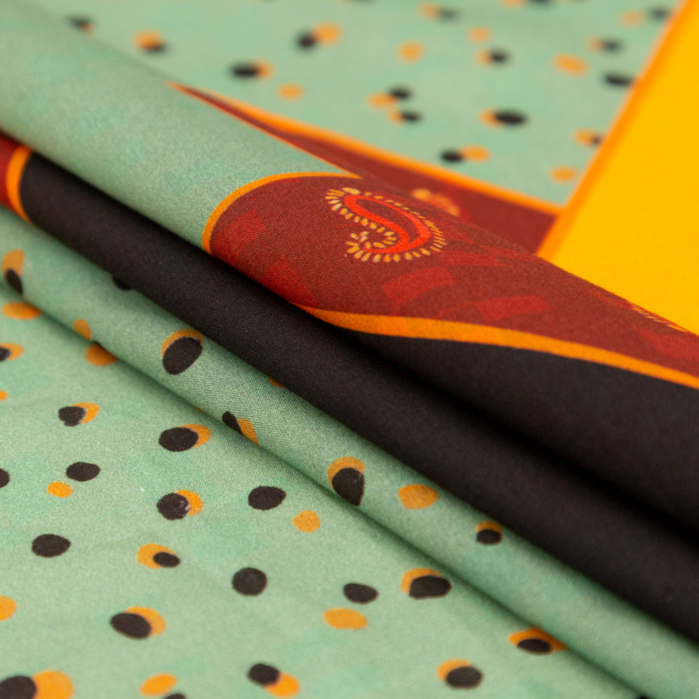 Cotton Voile - Mint, Yellow and Red Geometric - Geometric Playdates Print - Mood Exclusive St. Tropez Collection - Folded