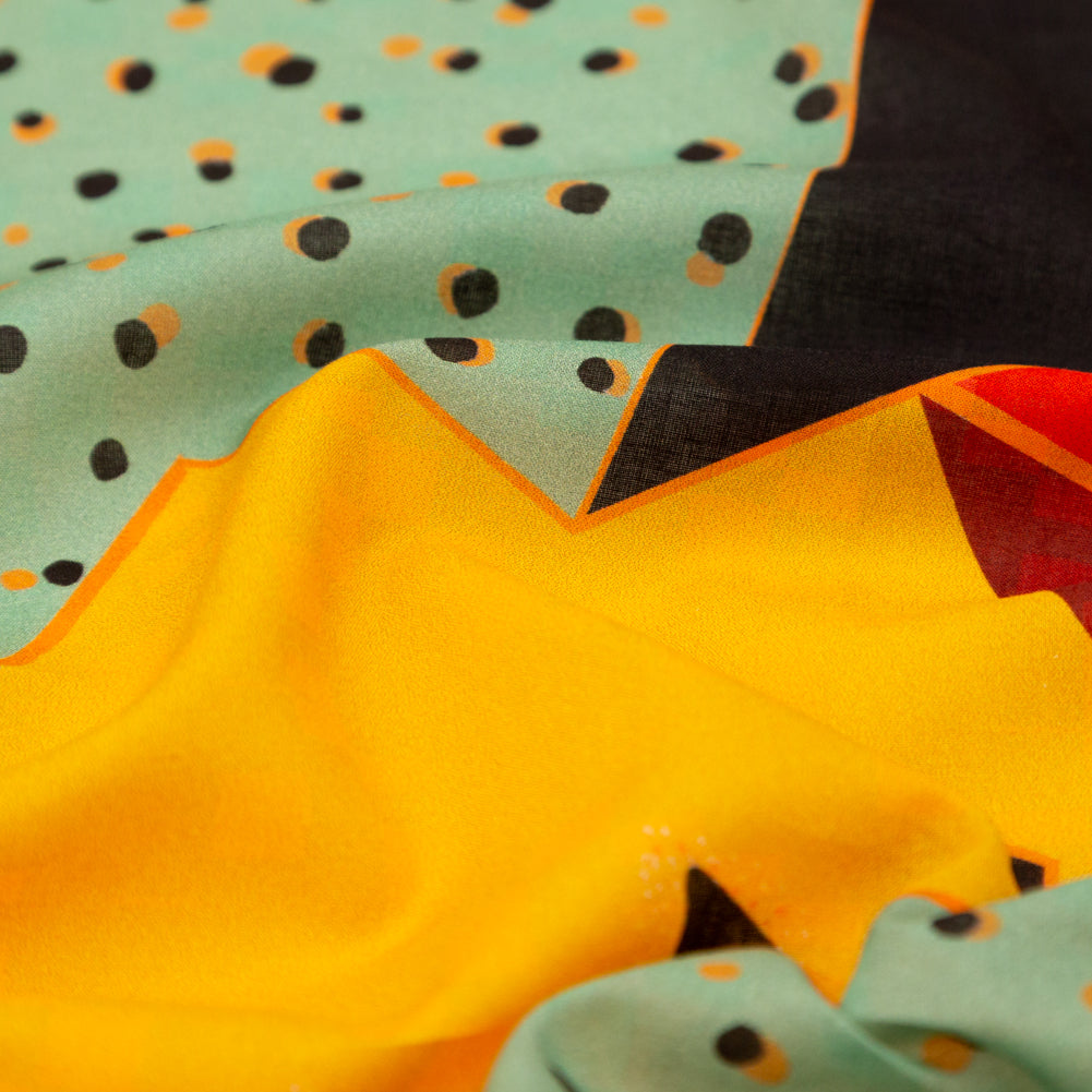 Cotton Voile - Mint, Yellow and Red Geometric - Geometric Playdates Print - Mood Exclusive St. Tropez Collection - Detail
