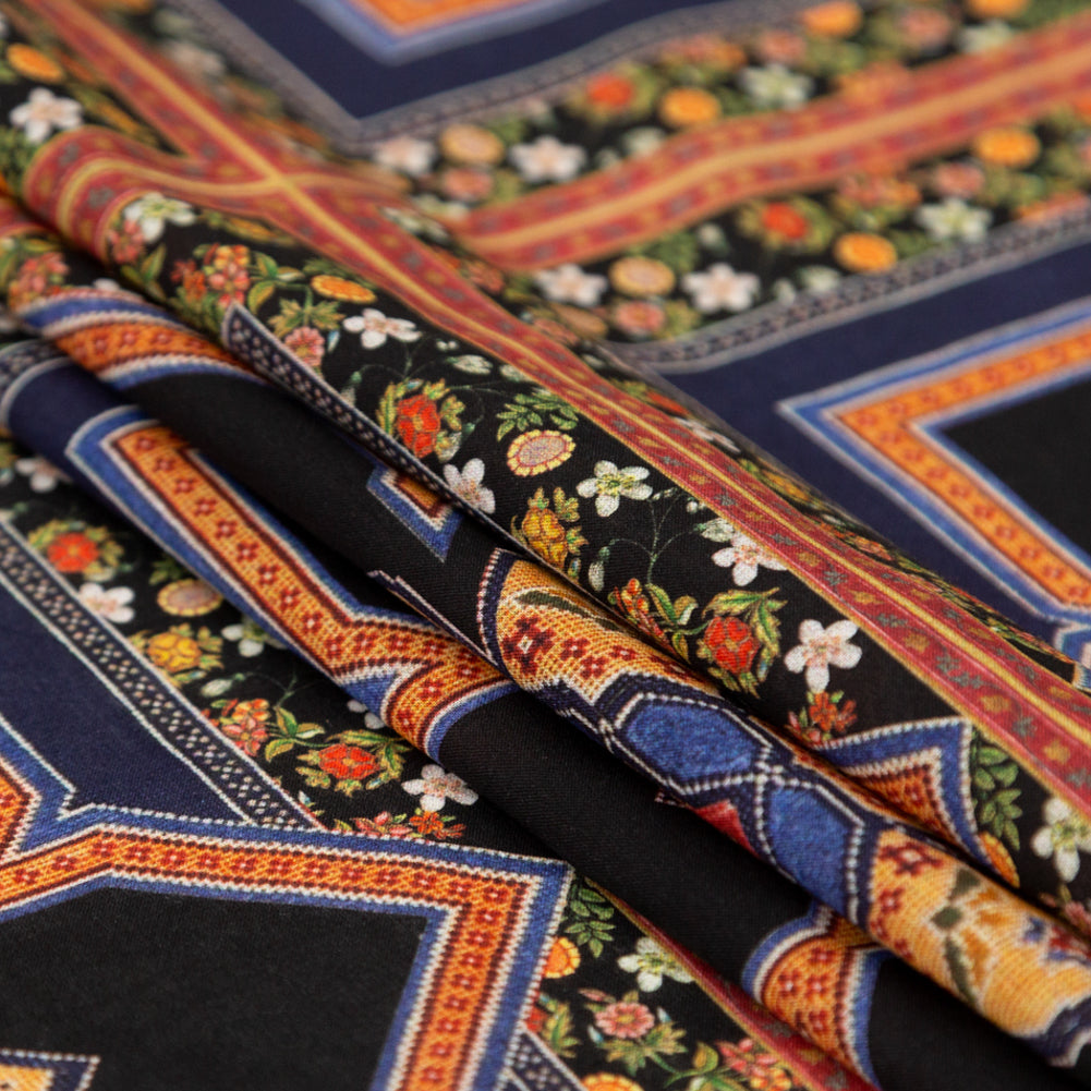 Cotton Voile - Floral Tiles - Mosaic Views Print - Mood Exclusive St. Tropez Collection - Folded