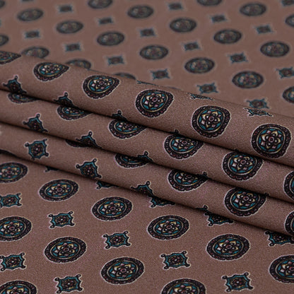 Stretch Polyester Crepe - Rose Taupe Medallions - Peaceful Ease Print - Mood Exclusive Kenko Collection