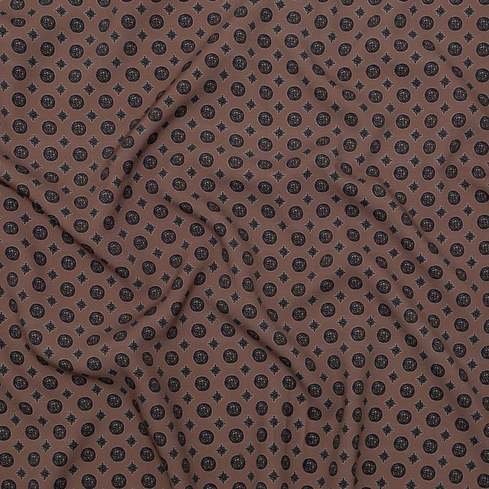 Stretch Polyester Crepe - Rose Taupe Medallions - Peaceful Ease Print - Mood Exclusive Kenko Collection