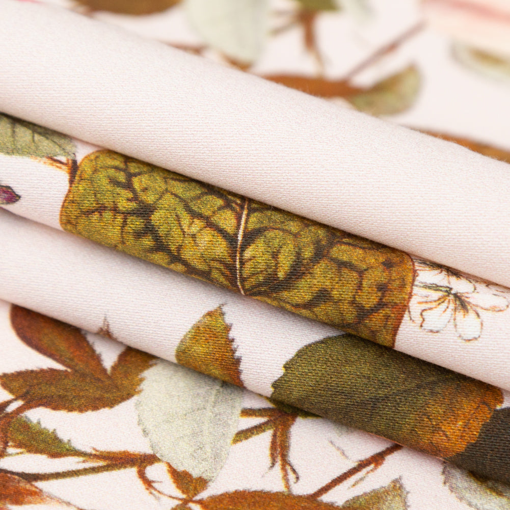 Stretch Cotton Sateen - Silver Peony Floral - Blossoms of the Heart Print - Mood Exclusive Kenko Collection - Folded