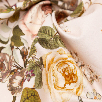 Stretch Cotton Sateen - Silver Peony Floral - Blossoms of the Heart Print - Mood Exclusive Kenko Collection