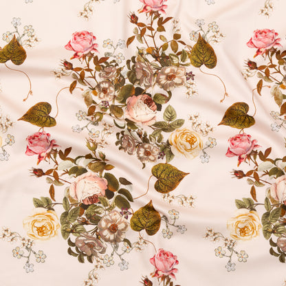 Stretch Cotton Sateen - Silver Peony Floral - Blossoms of the Heart Print - Mood Exclusive Kenko Collection