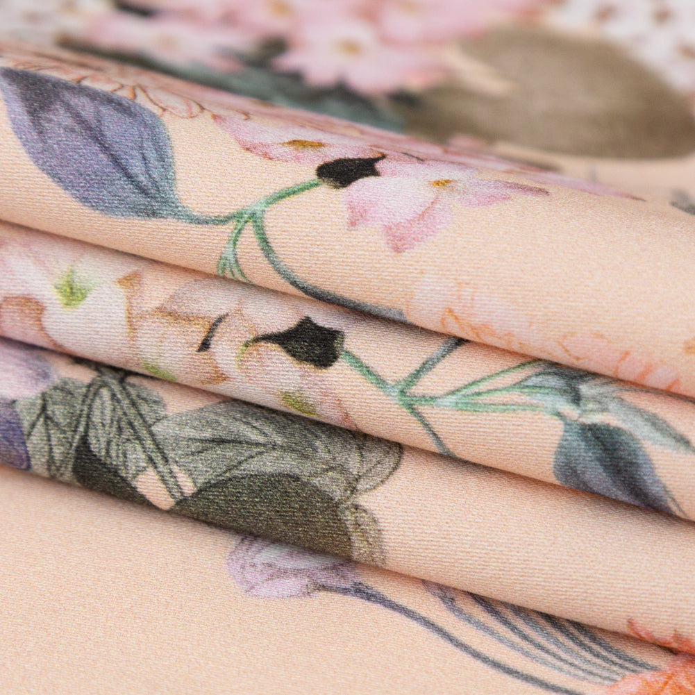 Stretch Cotton Sateen - Bisque Floral - Trifling Thoughts Print - Mood Exclusive Kenko Collection - Folded