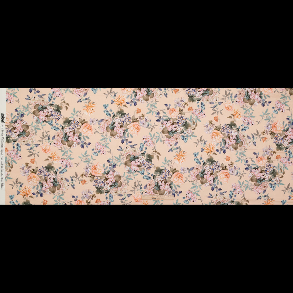 Stretch Cotton Sateen - Bisque Floral - Trifling Thoughts Print - Mood Exclusive Kenko Collection - Full