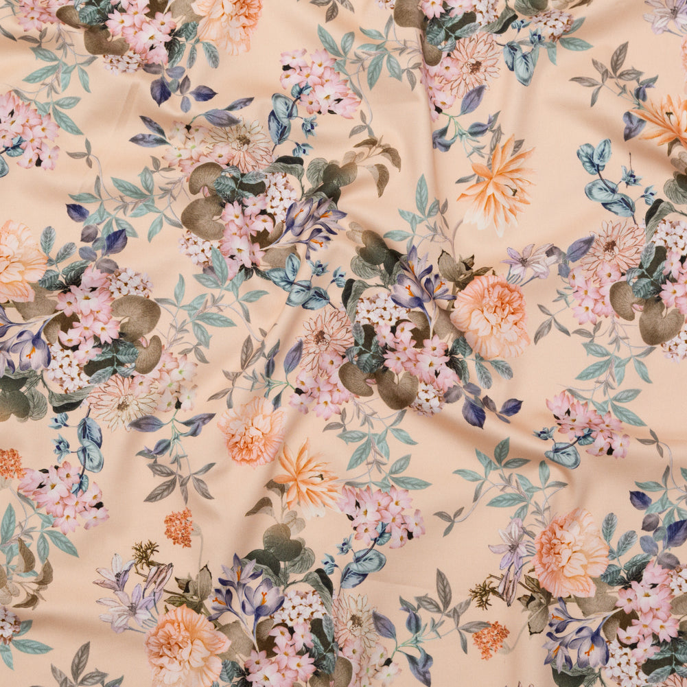 Stretch Cotton Sateen - Bisque Floral - Trifling Thoughts Print - Mood Exclusive Kenko Collection