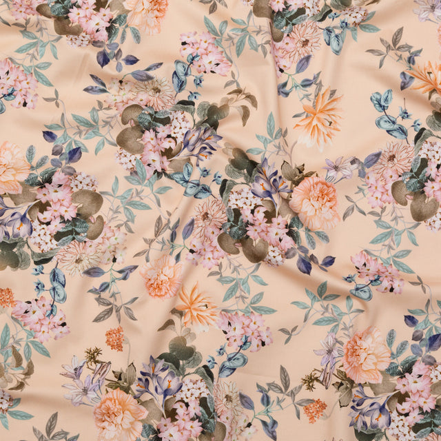 Stretch Cotton Sateen - Bisque Floral - Trifling Thoughts Print - Mood Exclusive Kenko Collection