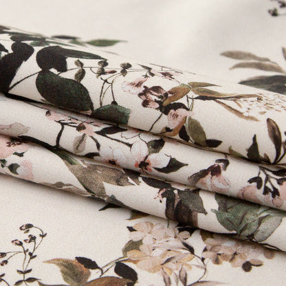 Stretch Cotton Sateen - Antique White Floral - Aesthetic Matters Print - Mood Exclusive Kenko Collection Folded