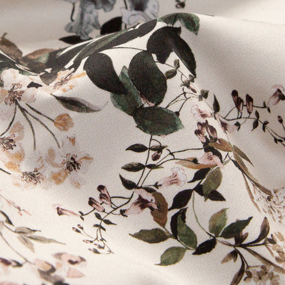 Stretch Cotton Sateen - Antique White Floral - Aesthetic Matters Print - Mood Exclusive Kenko Collection Detail