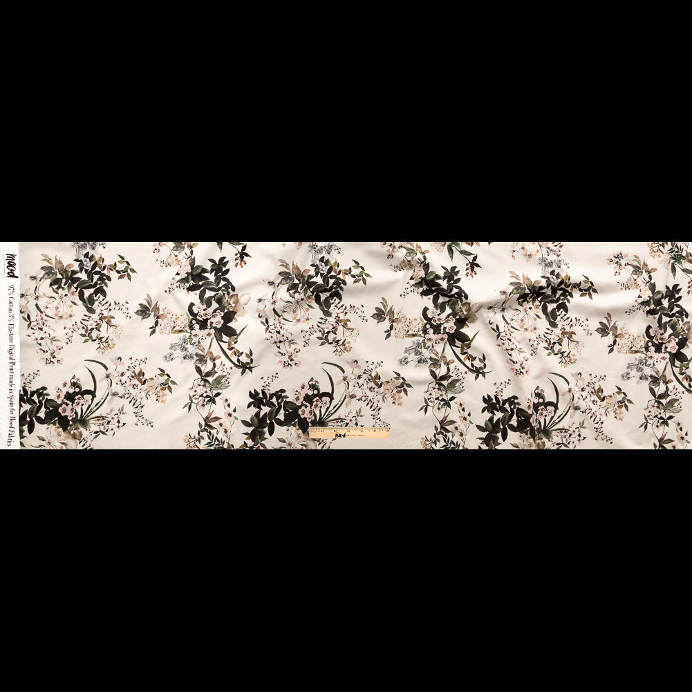Stretch Cotton Sateen - Antique White Floral - Aesthetic Matters Print - Mood Exclusive Kenko Collection Full