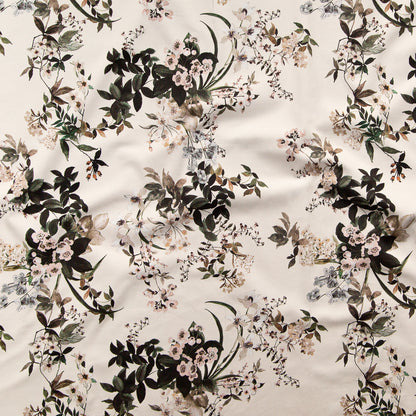 Stretch Cotton Sateen - Antique White Floral - Aesthetic Matters Print - Mood Exclusive Kenko Collection