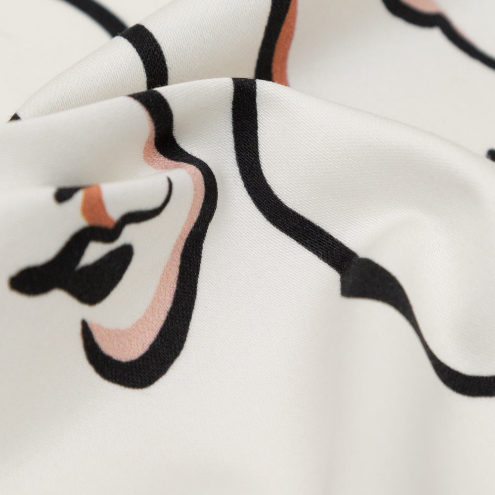 Stretch Cotton Sateen - Illustrative Faces - Abstract Concepts Print - Mood Exclusive Kenko Collection Detail