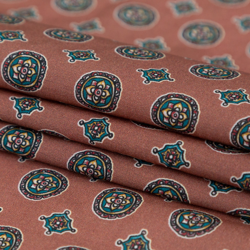 Cotton Voile - Rose Taupe Medallions - Peaceful Ease Print - Mood Exclusive Kenko Collection - Folded