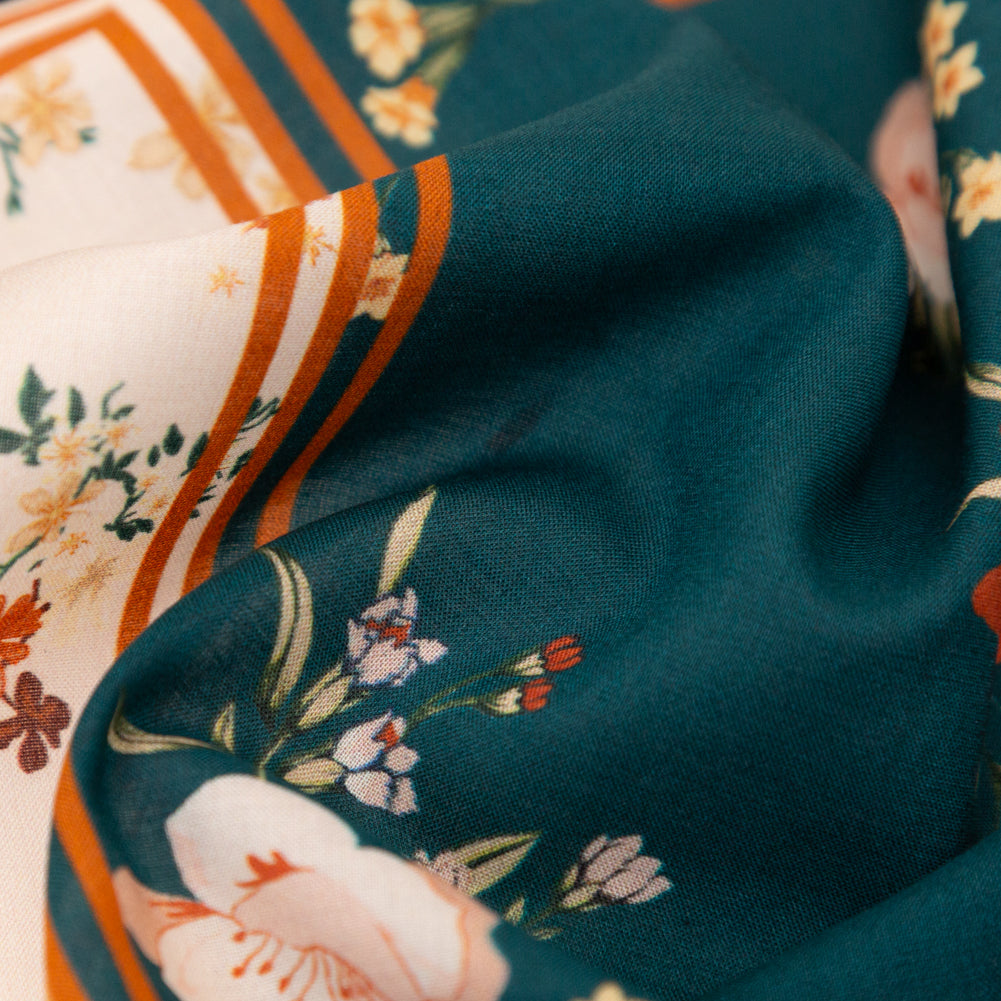 Cotton Voile - Floral and Geometric Patchwork - Idle Hours Print - Mood Exclusive Kenko Collection - Detail