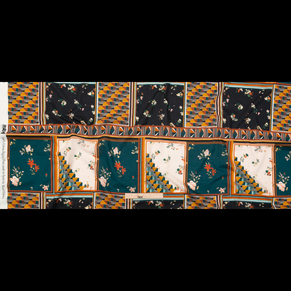 Cotton Voile - Floral and Geometric Patchwork - Idle Hours Print - Mood Exclusive Kenko Collection - Full