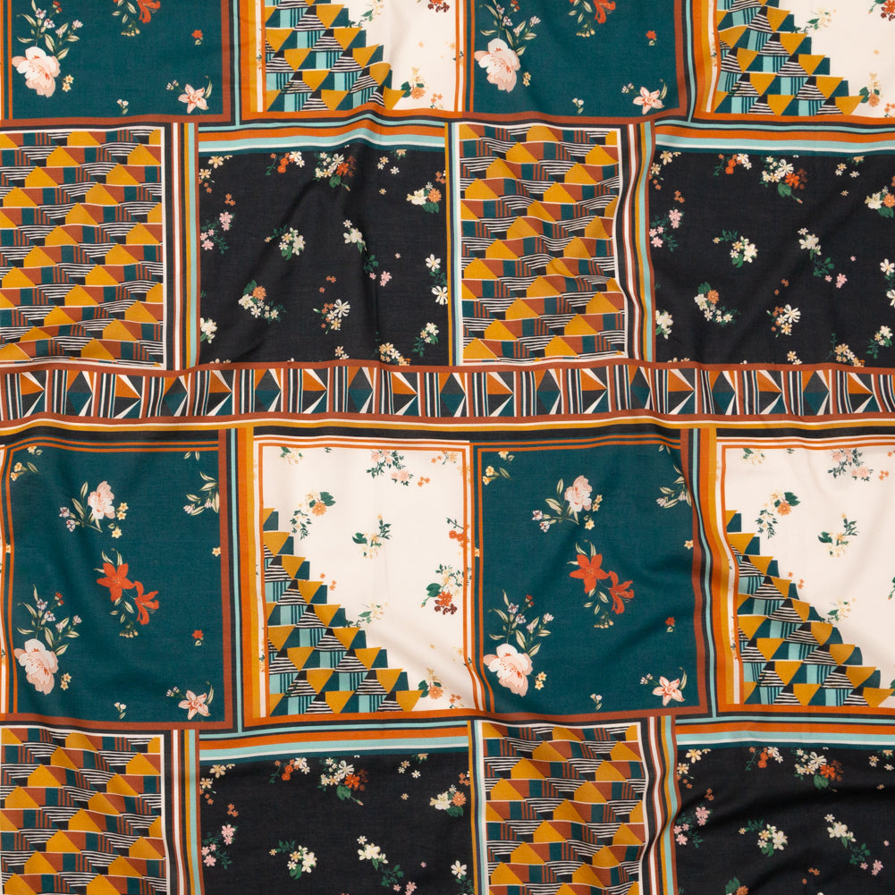 Cotton Voile - Floral and Geometric Patchwork - Idle Hours Print - Mood Exclusive Kenko Collection