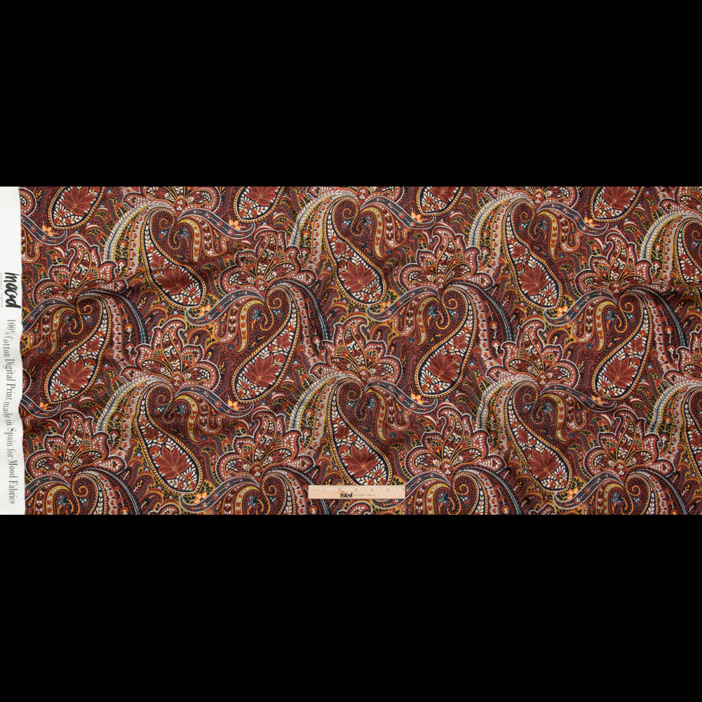 Cotton Voile - Brown and Red Paisley - Only By Luck Print - Mood Exclusive Kenko Collection - Full