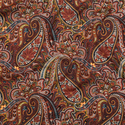 Cotton Voile - Brown and Red Paisley - Only By Luck Print - Mood Exclusive Kenko Collection