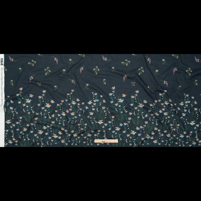 Cotton Voile Panel - Black Beauty Daisy Flowers - Growing Distant Print - Mood Exclusive Kenko Collection