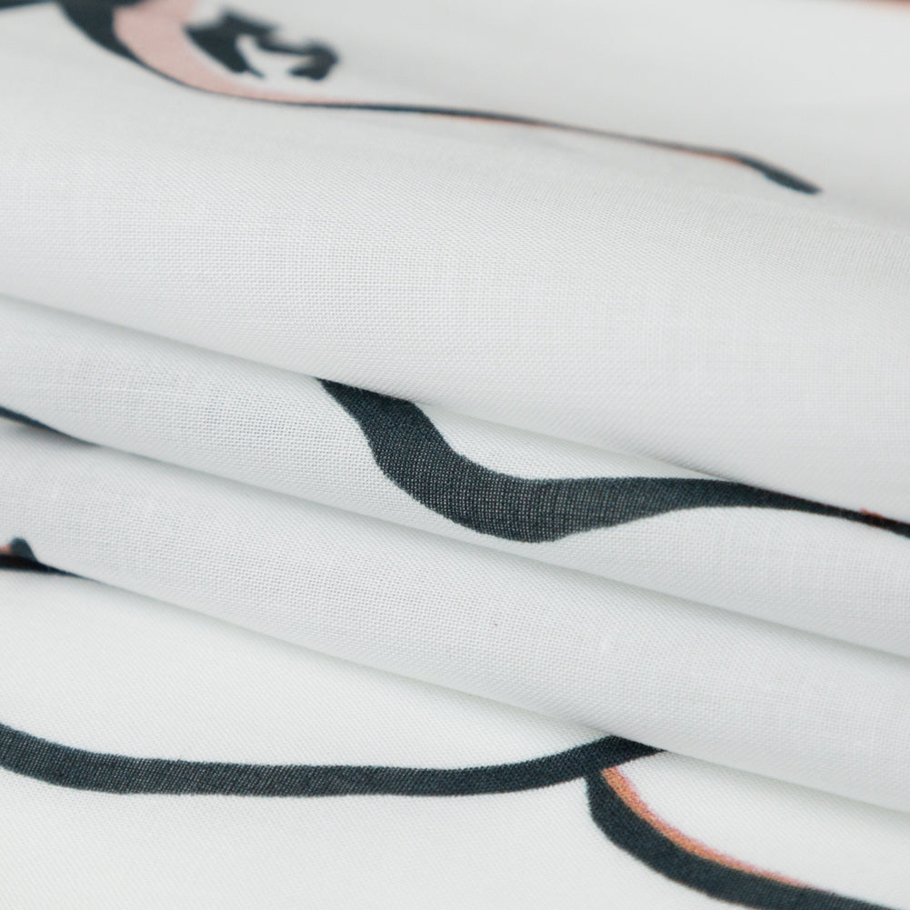 Cotton Voile - Illustrative Faces - Abstract Concepts Print - Mood Exclusive Kenko Collection - Folded