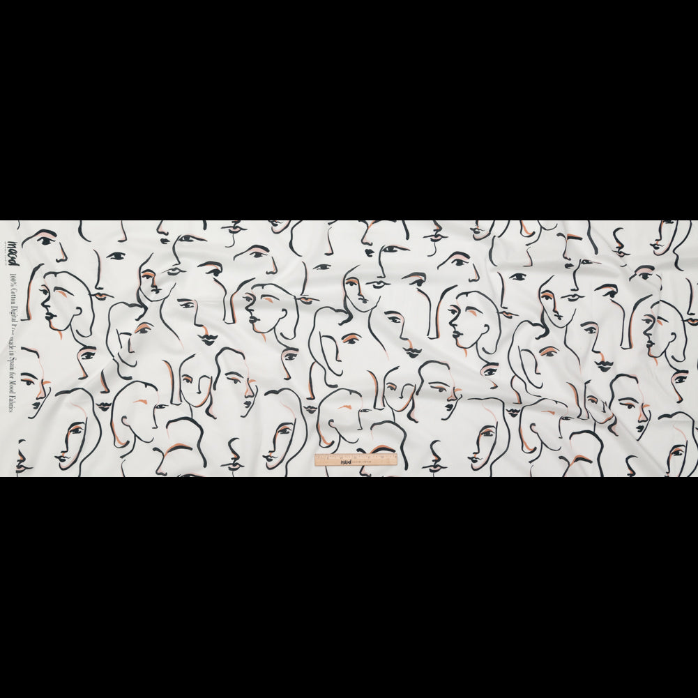 Cotton Voile - Illustrative Faces - Abstract Concepts Print - Mood Exclusive Kenko Collection - Full