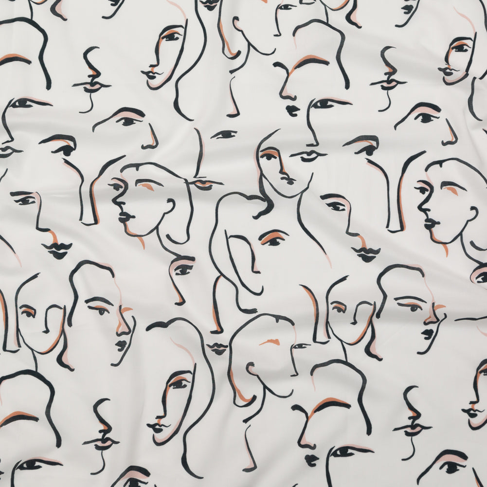Cotton Voile - Illustrative Faces - Abstract Concepts Print - Mood Exclusive Kenko Collection