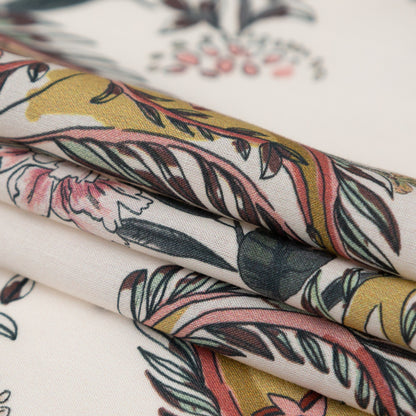 Cotton Voile - Cream Pink Paisleys - Leaving Footmarks Print - Mood Exclusive Kenko Collection