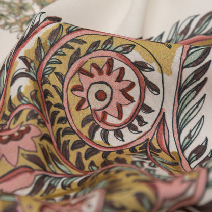 Cotton Voile - Cream Pink Paisleys - Leaving Footmarks Print - Mood Exclusive Kenko Collection