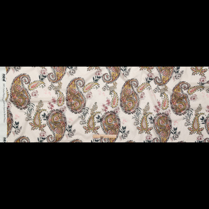 Cotton Voile - Cream Pink Paisleys - Leaving Footmarks Print - Mood Exclusive Kenko Collection
