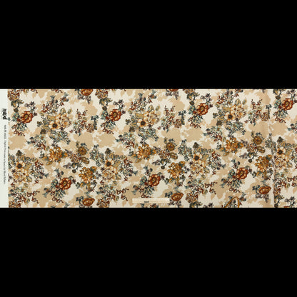 Stretch Polyester Crepe - Orange Flowers and Shadows - Spectral Lights Print - Mood Exclusive Crow Collection