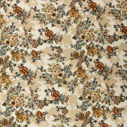 Stretch Polyester Crepe - Orange Flowers and Shadows - Spectral Lights Print - Mood Exclusive Crow Collection