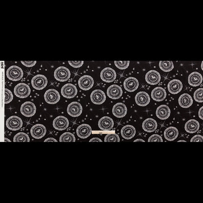 Stretch Polyester Crepe - Black and White Celestial Eyes - Night Side of Nature Print - Mood Exclusive Crow Collection