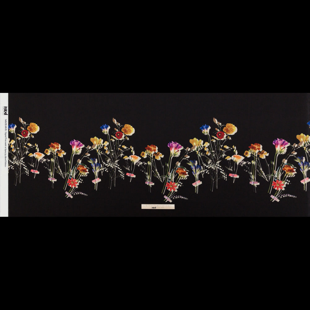 Stretch Polyester Crepe Panel - Black and Rainbow Floral - The Power of Will Print - Mood Exclusive Crow Collection - Full