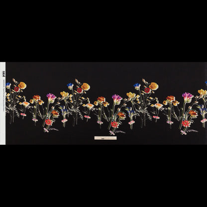 Stretch Polyester Crepe Panel - Black and Rainbow Floral - The Power of Will Print - Mood Exclusive Crow Collection