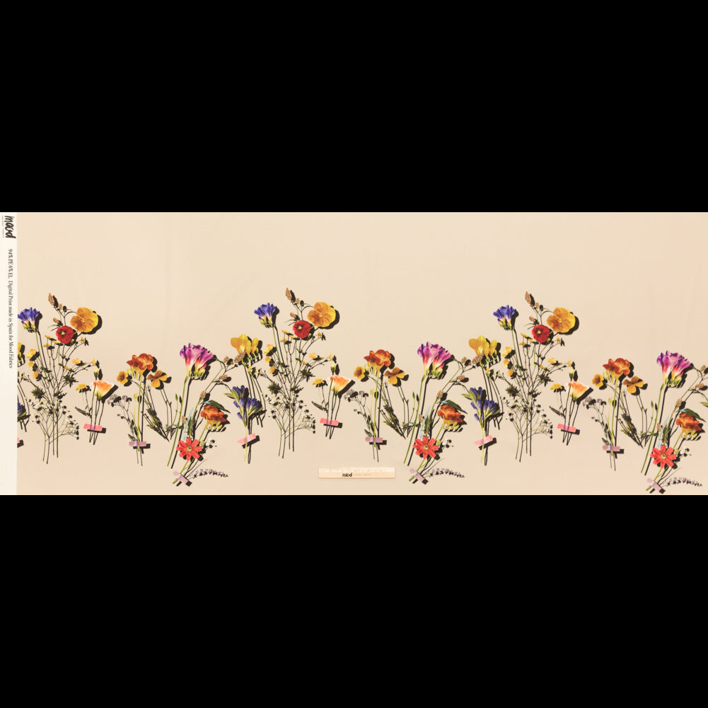 Stretch Polyester Crepe Panel - Cream and Rainbow Floral - The Power of Will Print - Mood Exclusive Crow Collection - Full