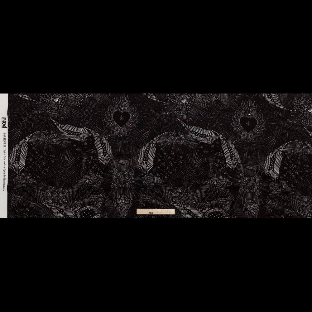 Stretch Polyester Crepe - Black Feathers - Miscellaneous Phenomena Print - Mood Exclusive Crow Collection - Full