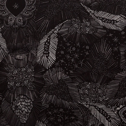 Stretch Polyester Crepe - Black Feathers - Miscellaneous Phenomena Print - Mood Exclusive Crow Collection