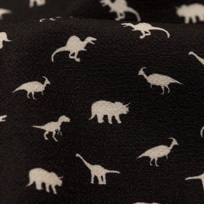Stretch Polyester Crepe - Black and White Dinosaurs - Allegorical Dreams and Presentiments Print - Mood Exclusive Crow Collection