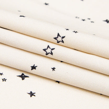 Stretch Cotton Sateen - White Stars and Moons - Garde Chasse Print - Mood Exclusive Crow Collection
