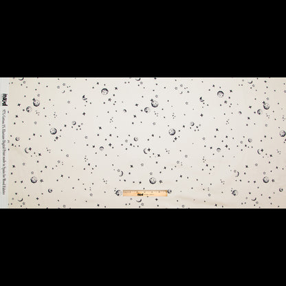 Stretch Cotton Sateen - White Stars and Moons - Garde Chasse Print - Mood Exclusive Crow Collection