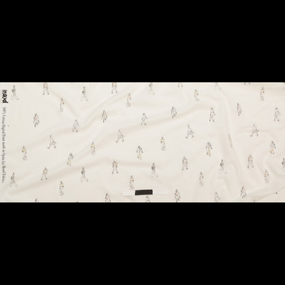 Cotton Voile - White Little Figures - Waking and Sleeping Print - Mood Exclusive Crow Collection Full