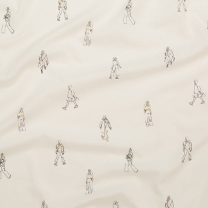 Cotton Voile - White Little Figures - Waking and Sleeping Print - Mood Exclusive Crow Collection